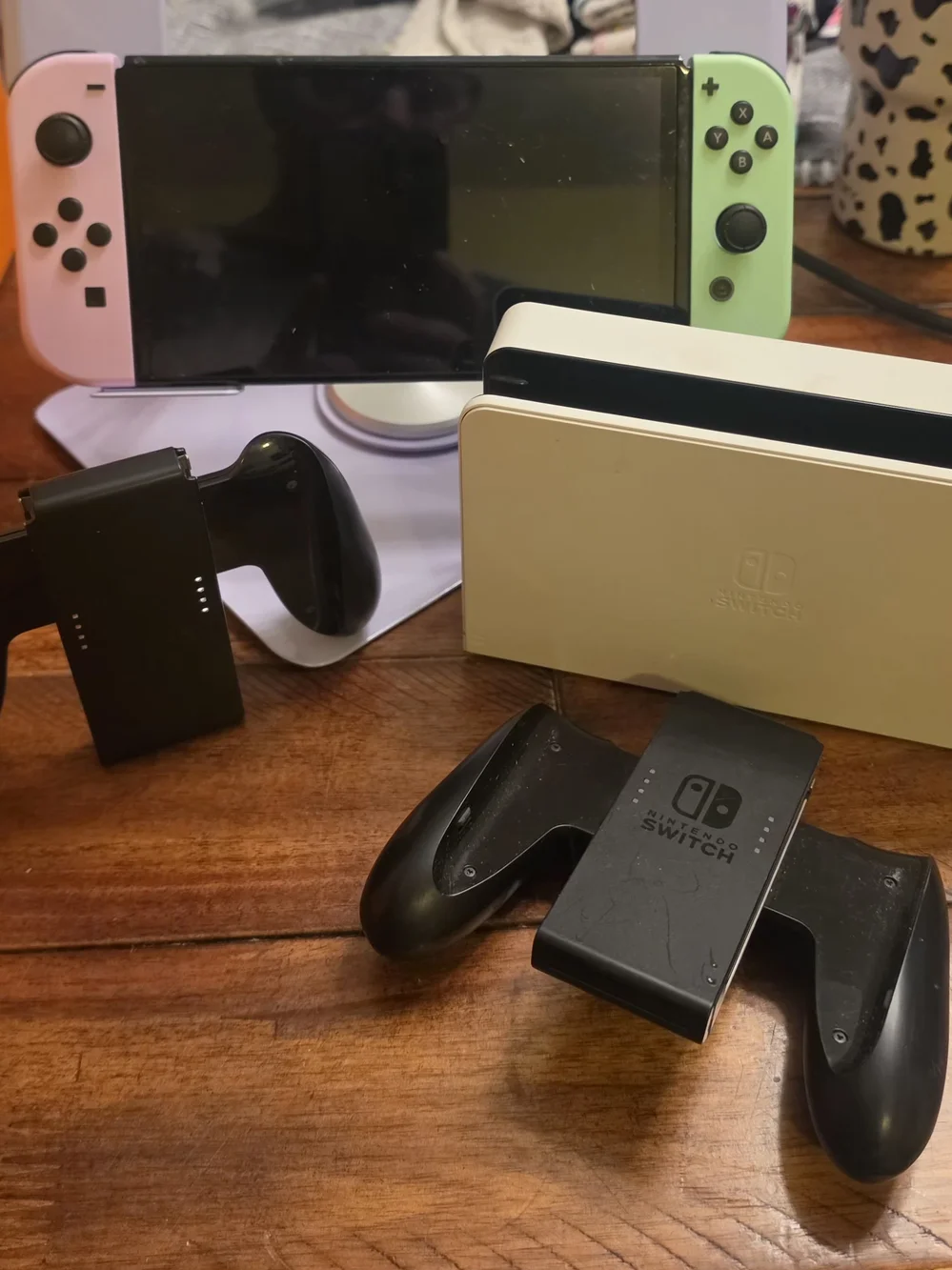 Nintendo OLED Console with Pink & Green Joy-Con Controllers